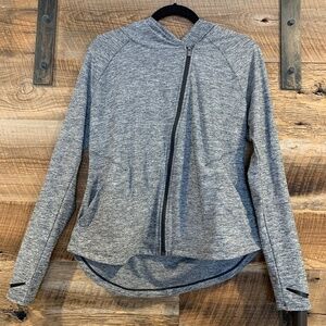 EUC - Athleta - Pacifica Pleated Hoodie Jacket - Charcoal Heather Grey - Large